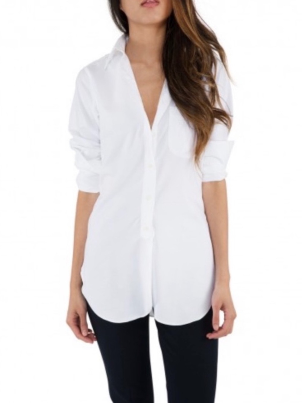 Ann Mashburn White Oxford Boyfriend Button Down Shirt Sz Large Preppy Classic